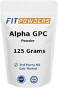 Alpha- GPC Powder 125 Bedste, Non- GMO Alpha GPC Supplement Cholin Pulver, Vegan, Tredjeparts testet, Pre- Workout, Hukommelse og Fokus, med Scoop