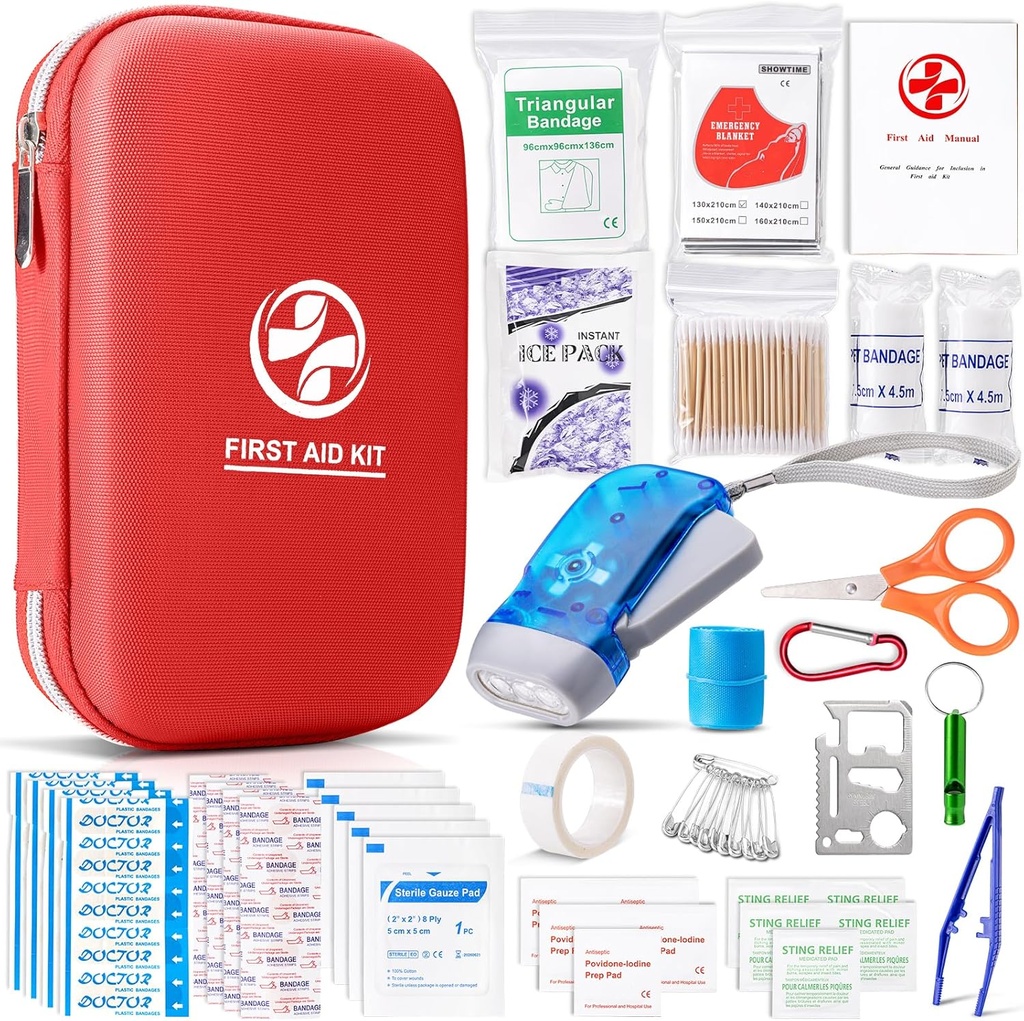 Førstehjælpskasse med essentielle medicinske nødforsyninger, transportable vandtæt medicinsk kit til hjemmet Rejser Camping Vandring, Backpacking Med Kit til Sport College Dorm Student
