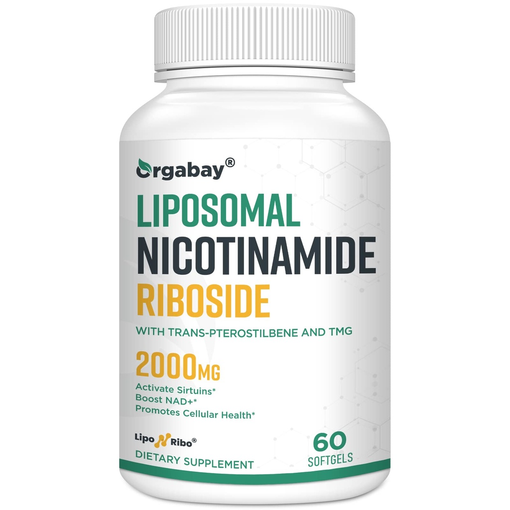 Orgabay Liposomal Nicotinamid Riboside 2000 MG med TMG og Pterostilben, øger NAD +, understøtter sund aldring, 60 Greve