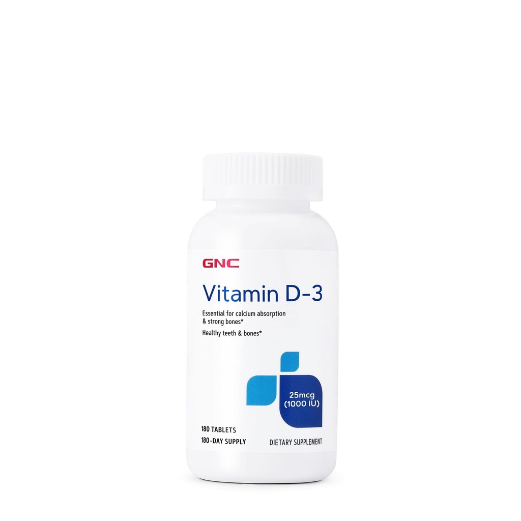 GNC-vitamin D-3 25mcg, understøtter sunde tænder og knogler, 180 tabletter