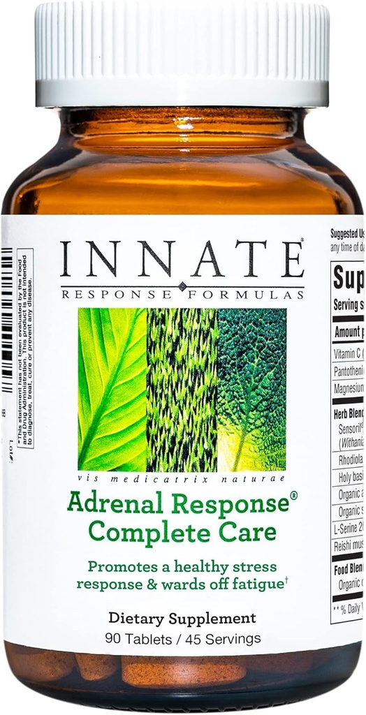 INNAT Response Formulas Adrenal Response Complete Care - Med Ashwagandha - fremmer Optimal Stress Response - Wards Off Træthed - Vegetar, Gluten- Free, Non- GMO, Kosher - 90 tabletter (45 Servere)