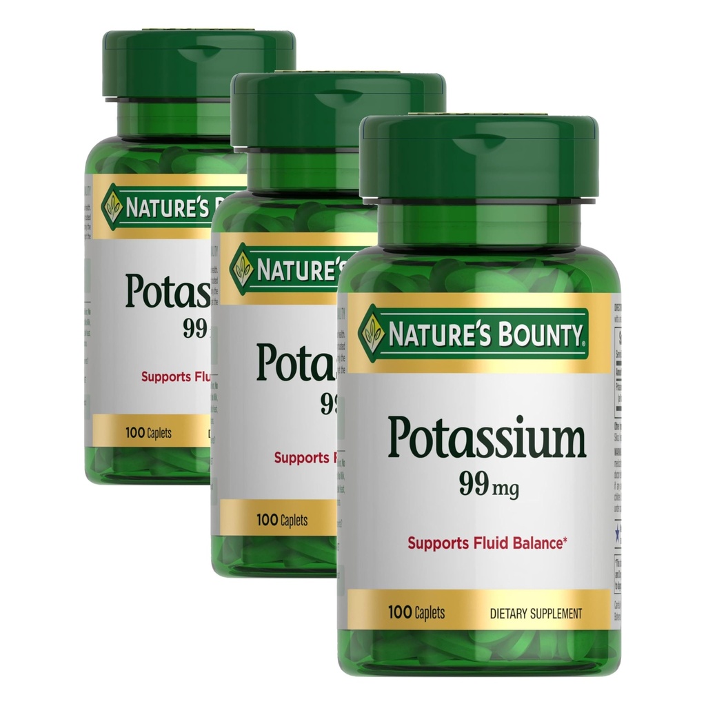 Nature 's Bounty Kalium Gluconate 99 mg, 100 Caplets (pakke med 3)