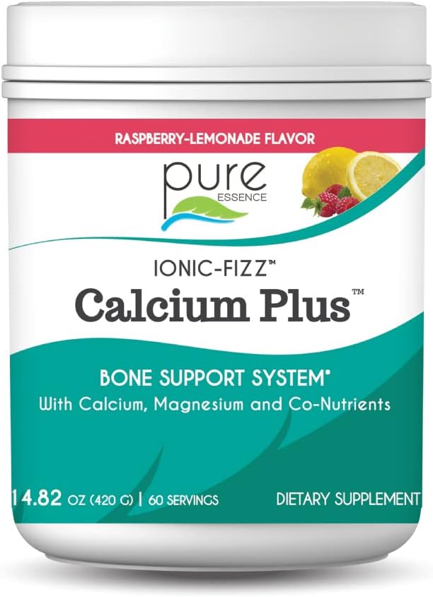 Ionic Fizz Calcium Plus af Pure Essence - Perfekt Calcium / Magnesium Ratio med vitamin A, B, C, D og Kalium stærke ben - Raspberry Lemonade - 14.82 oz