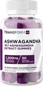 TransformHQ Ashwagandha Gummies 1,200mg, 60 Gummies (blandet berry flavor) - Ashwagandha Herbal Extract Supplement - 30 Servere, Gluten fri, ikke-GMO