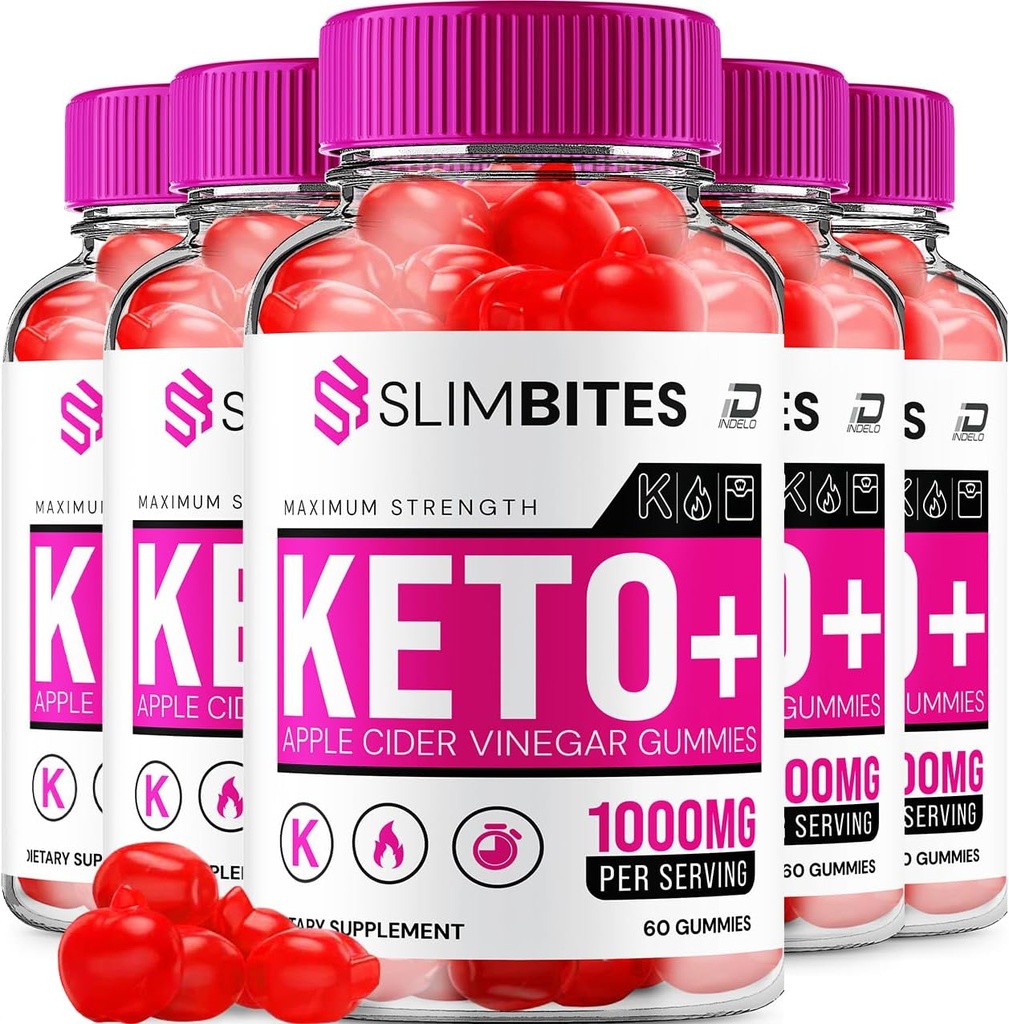 Slim Bites ACV Gummies Supplement - Slimbites Keto + ACV Gummies Apple Cider Vinagar 1000MG, Slim Bites Keto Gummies Anmeldelser, Vitamin B12 (5 Pack - 300 Gummies)