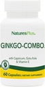 Natures Plus Gingko-Combo - 120 mg, 60 Veganske kapsler - Ginkgo Biloba - Vegetarisk, Gluten- Free - 60 Servere