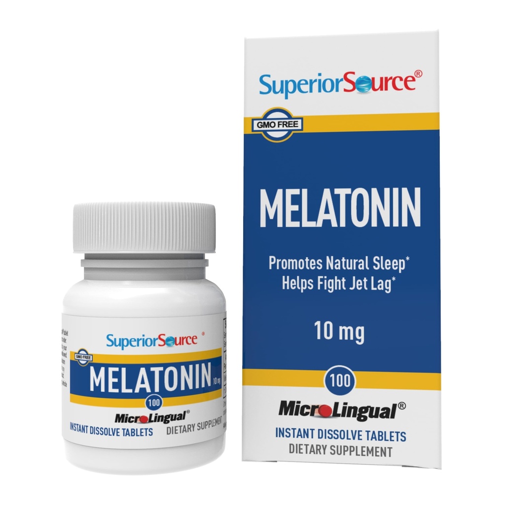 Superior Source Melatonin 10 mg - Sund søvn Support til voksne - Melatonin Formel med kamille Aids Afslapning & Restful søvn - 100 Sublingual Opløsning Tablets