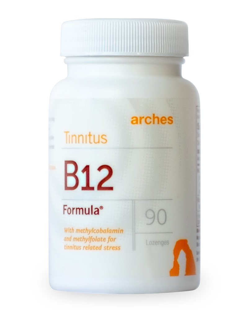 Arches Tinnitus B12 Formel - Methylfolat 400 mcg, Methylcobalamin 1000 mcg, 90 Lozenges, 3 Måned Supply