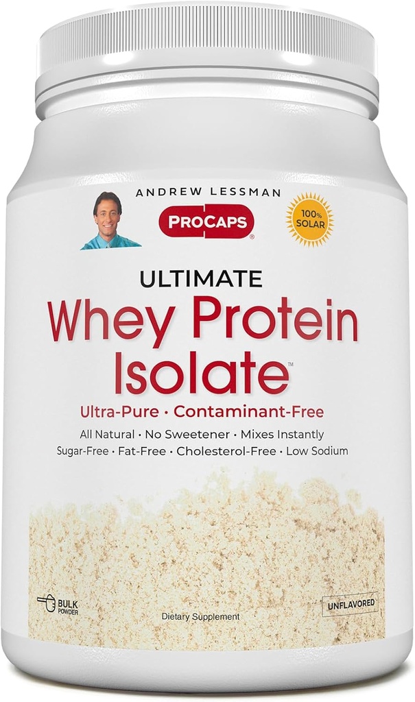 ANDREW LESSMAN Ultimate Whey Protein Isolere 120 Servering - Understøtter workout Inddrivelse og Lean Muscle Non- GMO, Ingen Tilføjet flavors, Fat- Free, Sukker og Sweetener- Gratis, Certificeret Kosher. Ingen tilsætningsstoffer