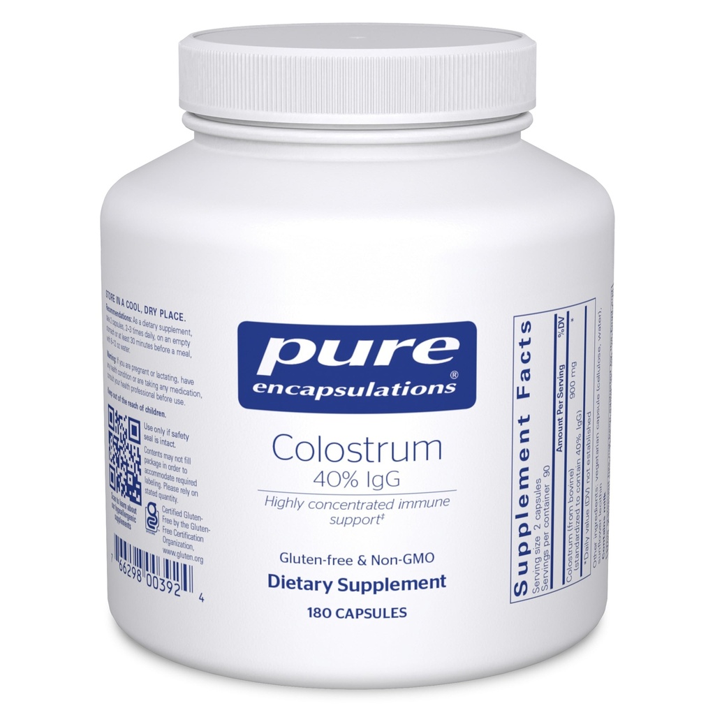 Pure indkapslinger Colostrum • 124; 40% IgG • Højkoncentreret immunstøtte • 124; 180 kapsler