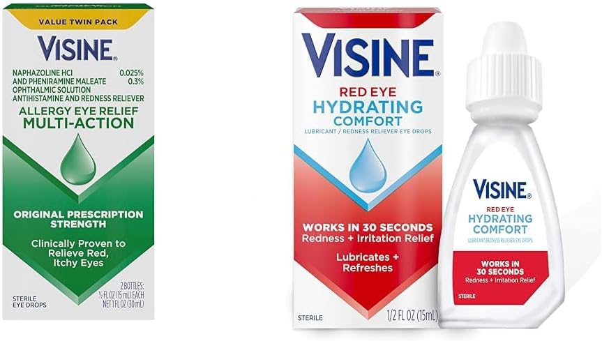 Visine Allergy Eye Relief Drops Red Eye Hydrating Comfort Drops, 0, 5 fl. oz (pakke med 2)