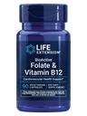 Life Extension BioActive Folate & Vitamin B12, fremmer hjerte, hjerne & GI Tract Sundhed, Non- GMO, Gluten- Free, Vegetar, 90 Kapsler