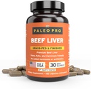 Paleo Pro Lever Gold Premium Beef Organs Kapsler, Premium Beef Lever fra Græs Fed & Pasturerede køer i New Zealand, Kosttilskud, No Gluten eller Soy, 180 Kapsler