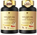 Hurtig opløsning af vitamin D3 5000IE med calcium & Magnesium - for hurtig ernæring Absorption- Sukker Free Chewable supplement til knogler Styrke, tænder, muskel, immunforsvar, 200 Fast smelte tabletter