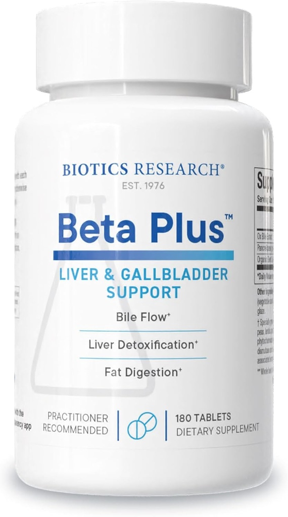 Bioteknologi Forskning Beta- Plus ™ Nutritional Ox Bile Salts fordøjelige enzymer supplement til bile produktion for ingen Gallbladder- Understøtter samlede leverfunktion, hjælpemidler fedt fordøjelse, forsyninger Betain 180 Tabs
