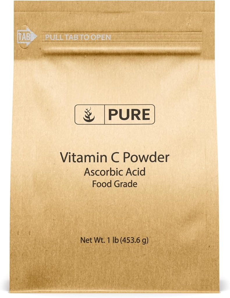 PURE ORIGINALSKE INGREDIENSER C-vitamin Pulver (1 LB) Ascorbinsyre, ikke GMO, Kosttilskud