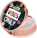Rouidr Pill Box, 3 Segment Medicine Pill Case, Lille Metal Travel Medicine Box for purse & Pocket, Rose Gold, Blomster God Vibe
