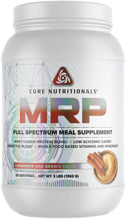 Core Nutritionals Platinum MRP Full Spectrum Meal Erstatning, Vedvarende udgivelse for All Day Aminosyre Support, 27G Protein, 20 Servere (kanel og brunsukker)