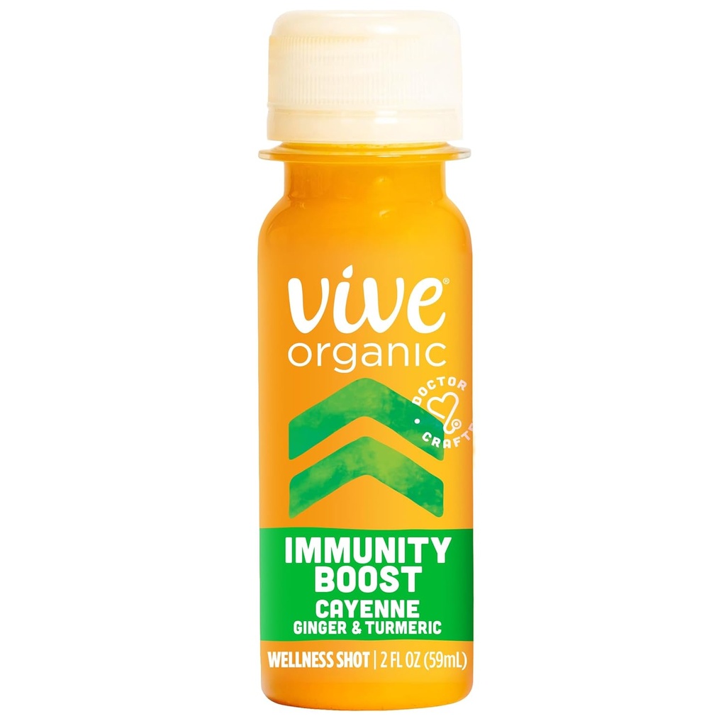 Vive Organisk Immunitet Boost Cayenne, Ginger & Gurkemeje Shot (2oz flaske)