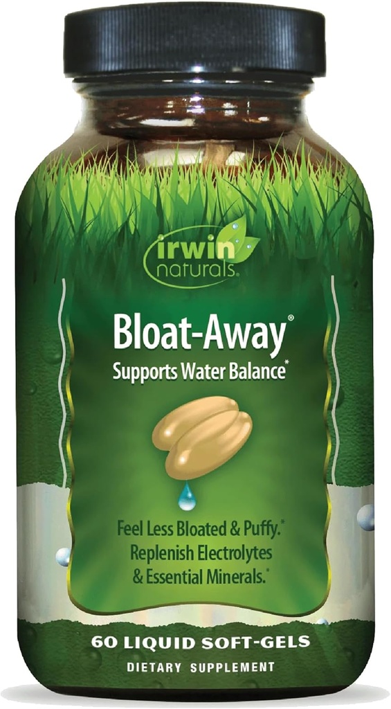 Irwin Naturals Bloat- Away - 60 Liquid Softgels - Vand Balance Support - Replenish Electrolytes & Essential Minerals