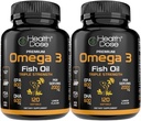 Sundhedsdosis Omega 3 Fish Oil - Lemon- Flavored Softgels med EPA & DHA for hjerne, hjerte, og wellness support - Easy- to- Digest, Ingen Fish Burps - 120 Softgels, pakke med 2