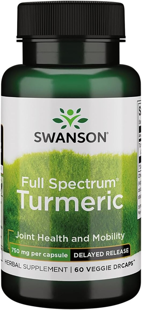 Swanson Full Spectrum Turmerisk Forsinket Release 750 Milligram 60 Veg Kapsler