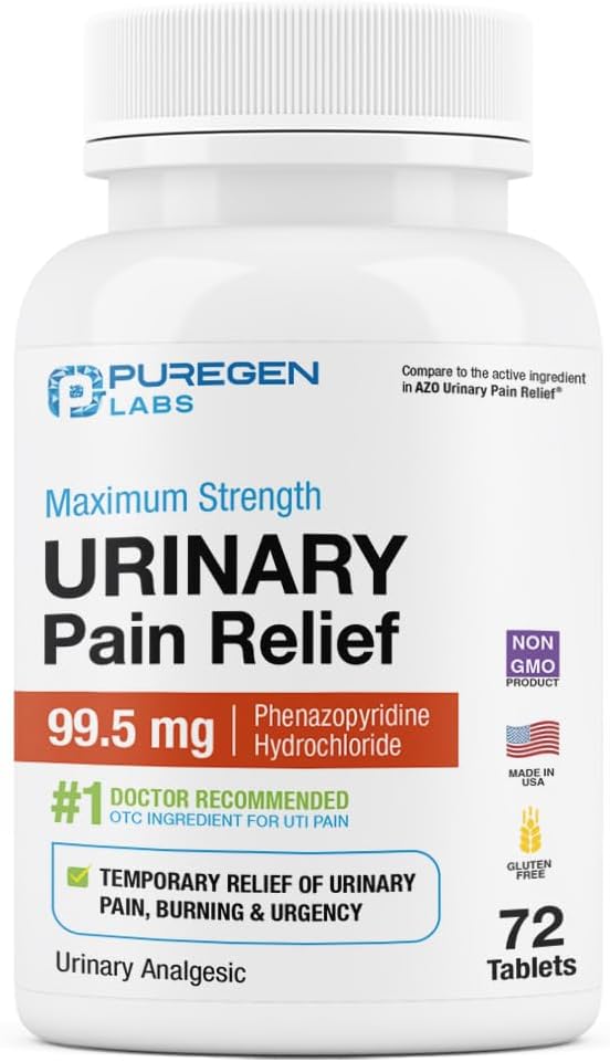 Puregen Labs Urinvejssmertelindring; Phenazopyridin HCl 99, 5 mg tabletter