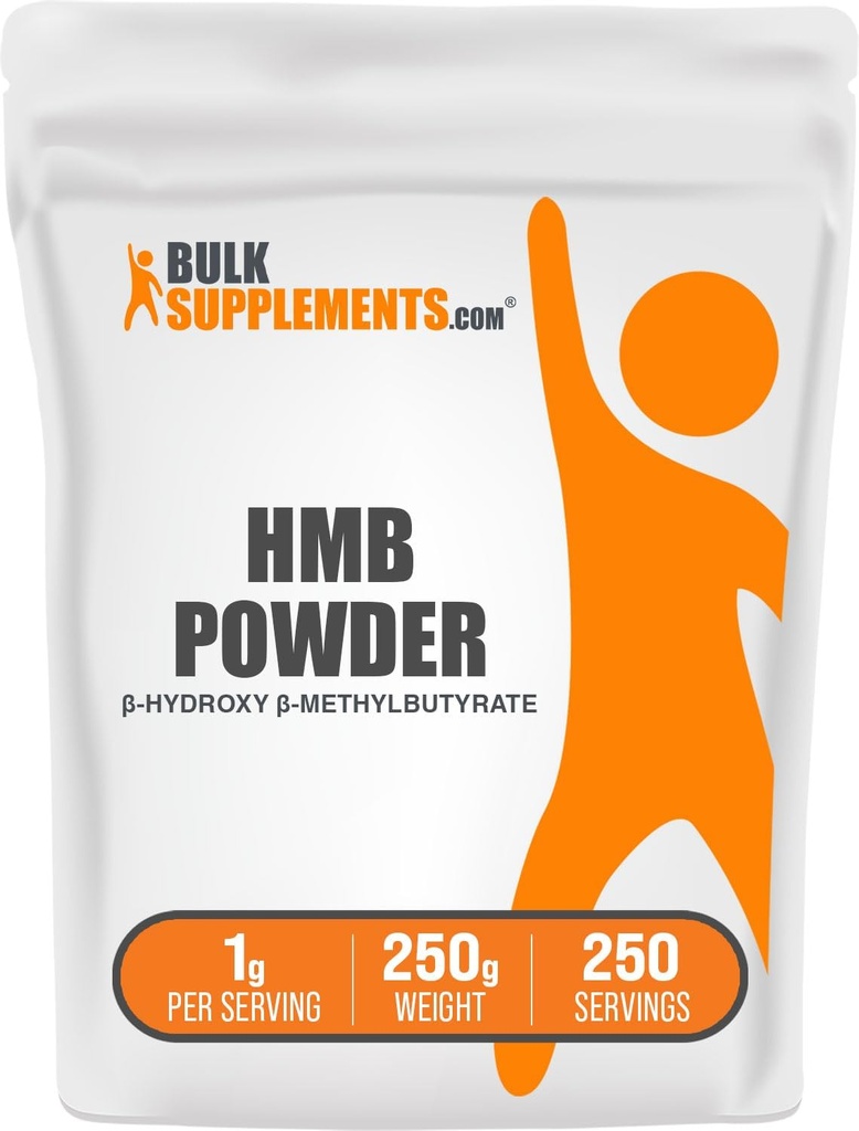BulkSupplements.com HMB Powder - Beta- Hydroxy Beta- methylbutyrat, Calcium HMB supplement - Gluten Free - 1g per servering, 250g (8,8 oz) (pakning med 1)
