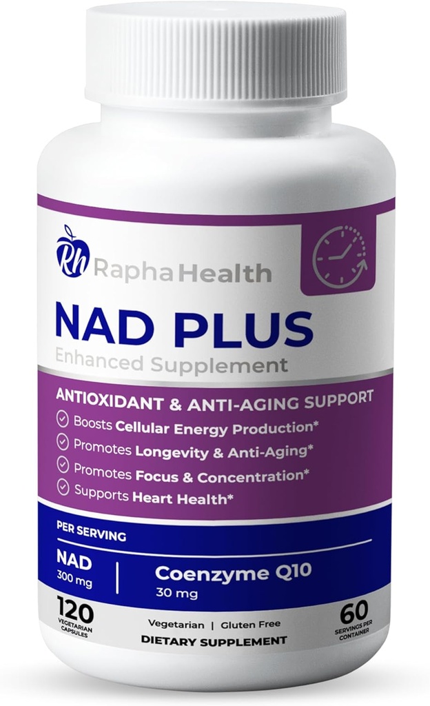 NAD = 124; Advanced Energy & Anti- Aging Formel = 124; med NAD og Coenzym Q10 = 124; Understøtter hjerte & kognitiv sundhed = 124; 120 kapsler - 60 dages forsyning