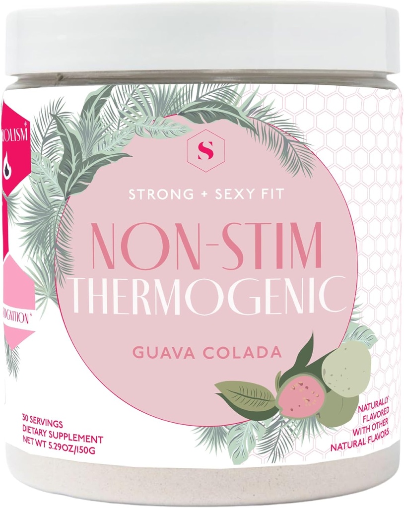 Stærk + Sexy Fit, Vægt og Kost Support Health Supplement, Koffein Free Non Stim Drink Powder til Appetite Control og Metabolisme Support, Kosttilskud til kvinder, Guava Colada Flavor, 30 SVG