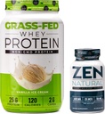 Nutrologi Græs Fed Whey Protein Powder - Vanilla Ice Cream Flavor (28 Servere) Zen Natural Magnesium Supplement (30 Servere)