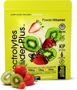 PowderVitamin Electrolytes Powder Plus (20 Servere) Strawberry Kiwi Electrolyte Powder Zero Calorie Keto, 0 Sugar, No Maltodextrin, 1000mg Kalium, 120mg Calcium, 120mg Magnesium, Pink Himalayan salt