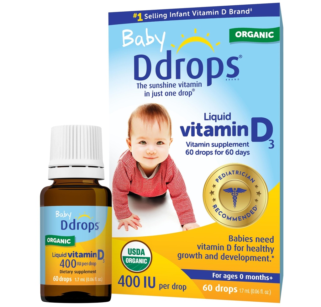 Ddraps Baby 400 IE, D-vitamin, 60 dråber 1, 7 ml (0, 06 Fl. Oz (pakning med 1))