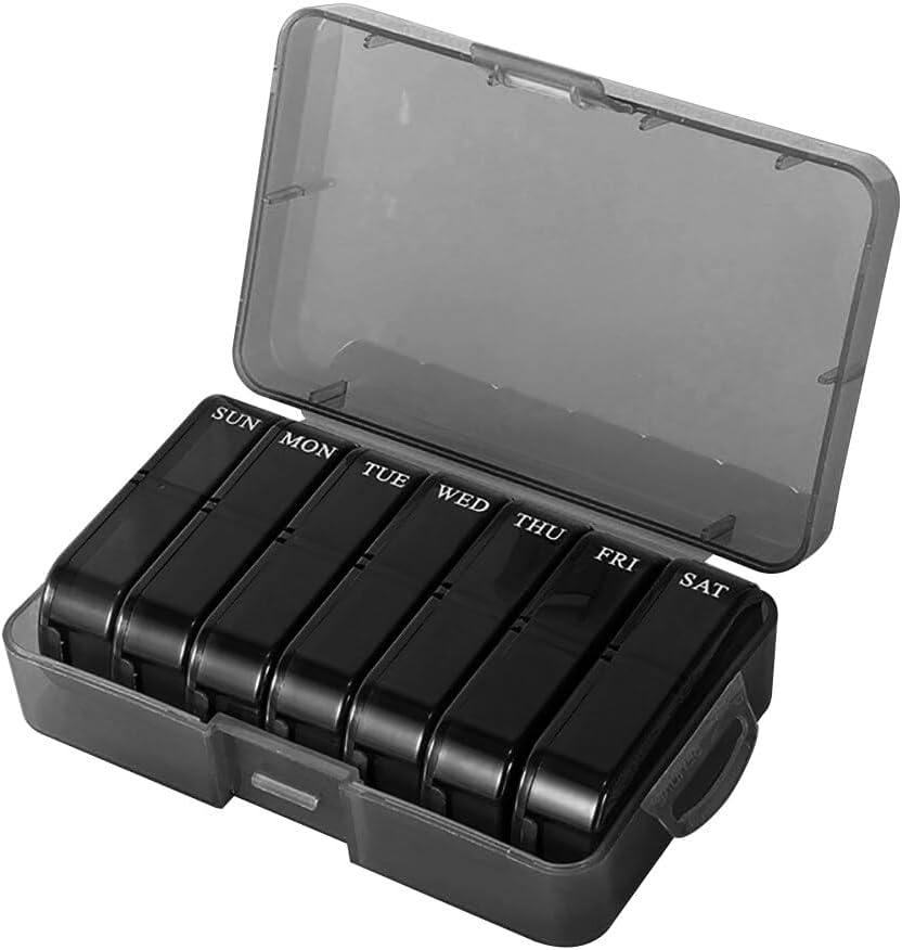 Pill Organizer, Bærbar Pill Dispenser, Fugt-Bevis Rejser 2 gange en dag Pill Box 7 dag Pill sag for Vitamin, Medicin, Fish Oil / Kosttilskud Store 14 rum, Type 4
