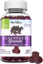 HERBION Elderberry Gummies med C-vitamin & Zink - Sund immunsystem support - Gluten- Free & Gelatin- Free - 60 Gummies for voksne & børn 4 år & derover - Made in USA, 60 Greve (Pakke af 1)