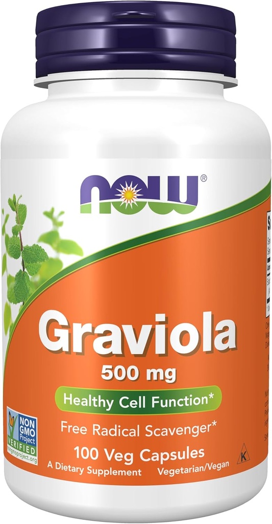 Now Foods Supplements, Graviola (Annona muricata) 500 mg, Sund cellefunktion *, 100 Veg kapsler