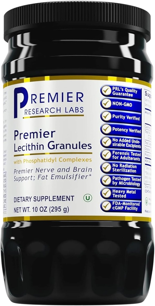 Premier Research Labs Lecithin Granules - Soja Lecithin Granules, Lecithin Supplement, Lecithin for Bagning, Non GMO, Food Grade Phospholipid for Brain & Nerve Support - 10 oz