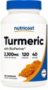 Nutricost Gurkemeje med BioPerine og 95% Curcuminoider, 2300mg, 120 kapsler, Veggie Kapsler, 767mg Per Cap, 40 Servere, Gluten Free, Non- GMO