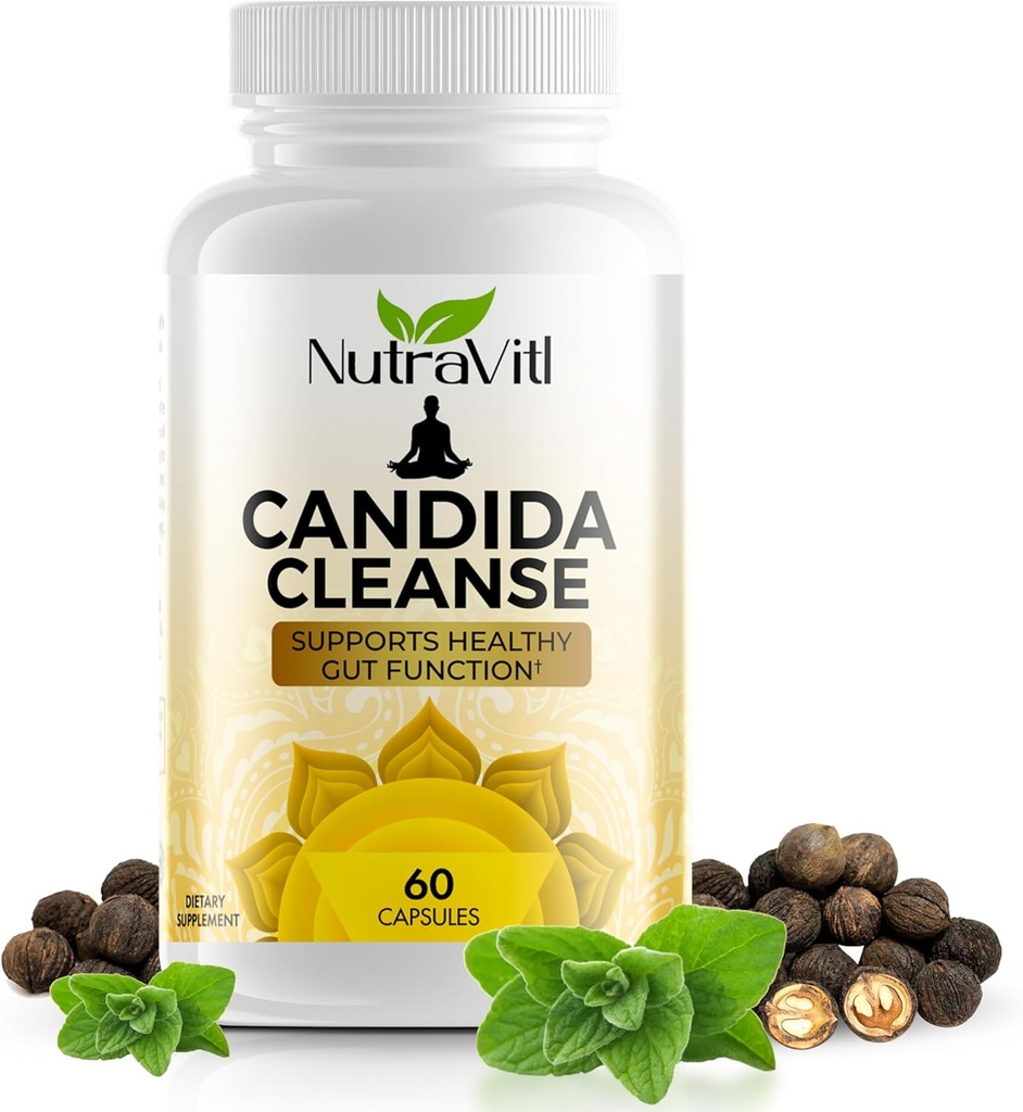Candida Cleanse (60 kapsler) Advanced Intestinal Overgrowth Detox - omfatter Oregano Leaf, Wormwood, Black Walnut - fremmer fordøjelsesmæssig sundhed og regelmæssighed for kvinder og mænd