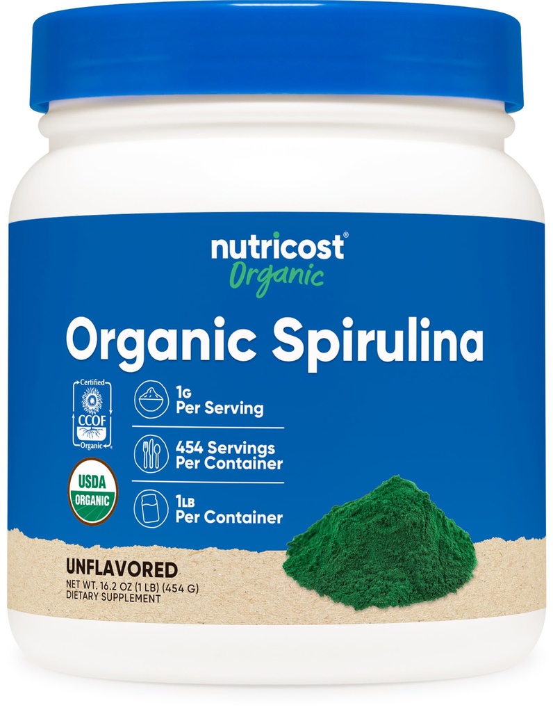 Nutricost Organic Spirulina Powder 454 Bedste, 1LB - Pure, Certified Organic Spirulina