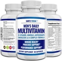 Simply Potent Daily Multivitamin for Mænd, 35 Vitamin med Minerals & Antioxidant, Vitamin A C D E, Biotin B12 Folate Zink Magnesium & Saw Palmetto for Energy, Focus, Immunum & Prostata Sundhed, 60