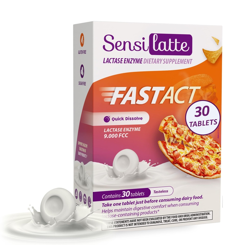Lactase Enzyme 30 Tablets No Flavor - 9.000 FCC - Sensilatte - Quick Dissolution - Hjælper med fordøjelseskomfort - Prati Donaduzzi