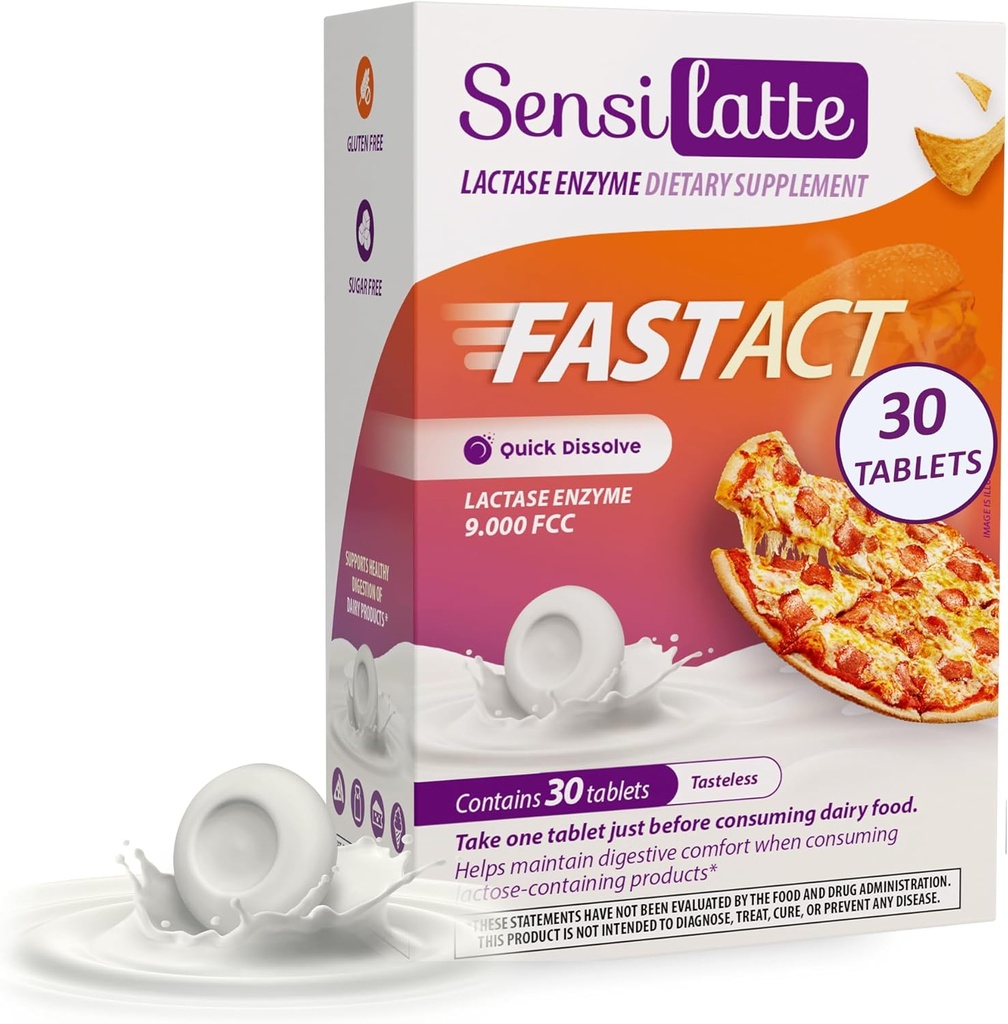 Lactase Enzyme 30 Tablets No Flavor - 9.000 FCC - Sensilatte - Quick Dissolution - Hjælper med fordøjelseskomfort - Prati Donaduzzi