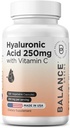 Pure hyaluronsyre Supplement 250 mg med C-vitamin 50mg, 120 Vegankapsler - Skin hydrering til naturlige glød, hår, negle, ben & fælles sundhed formel