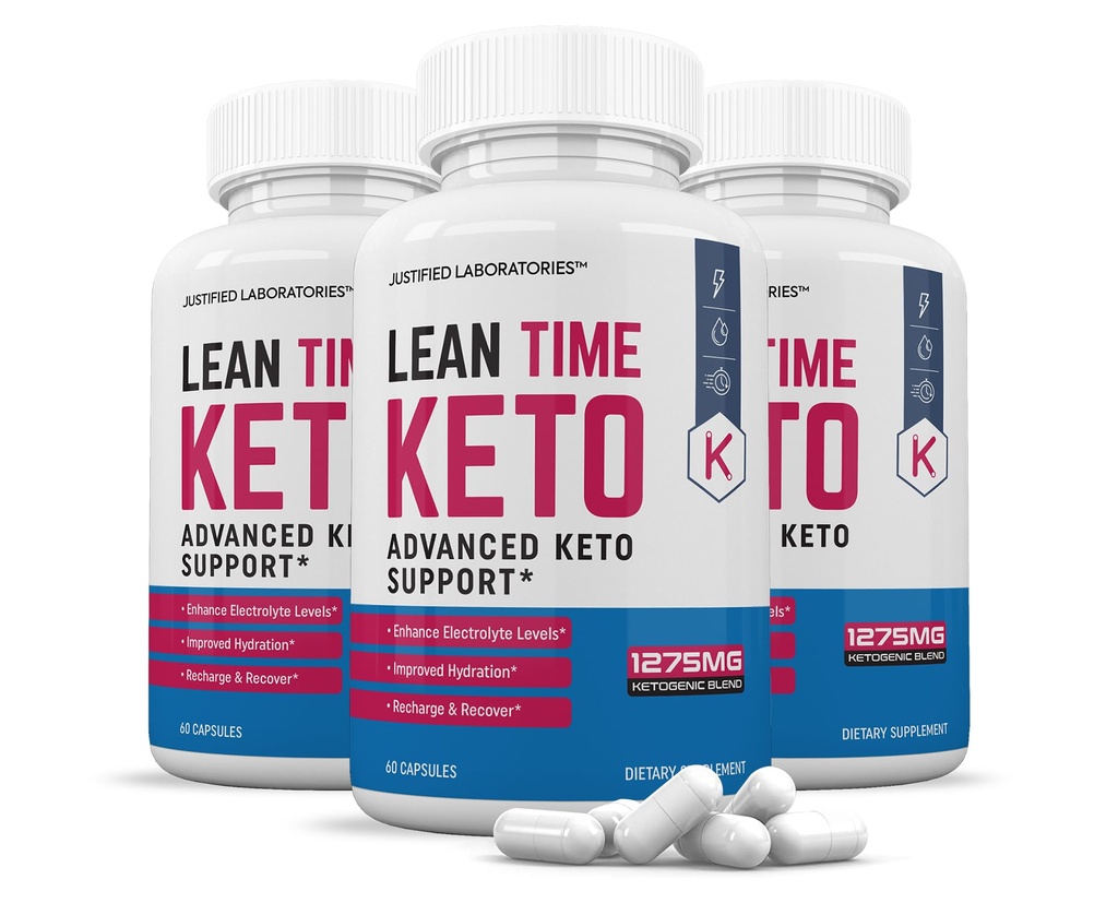 (3 Pack) Lean Time Keto Pills 1275MG Ny & forbedret formel Indeholder Apple Cider Vinitor Extra Virgin Olivenolie Powder Green Tea Leaf 180 kapsler