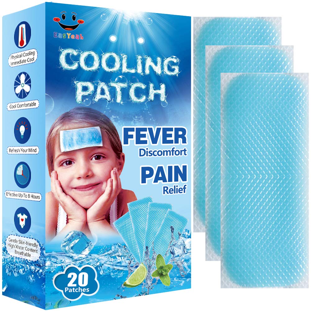 20 ark EasYe Kid Feber Patches for børn Feber discomfort & Pain Relief, Cooling Relief Fever Reducer, Soothe Hovedpine Smerte, pakke med 20