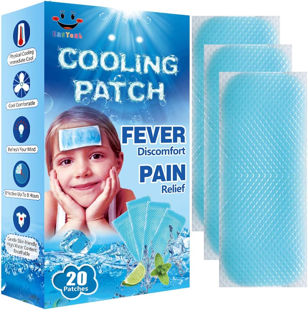 20 ark EasYe Kid Feber Patches for børn Feber discomfort & Pain Relief, Cooling Relief Fever Reducer, Soothe Hovedpine Smerte, pakke med 20