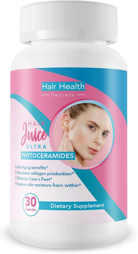 Hår Juice Ultra Anti- Aging Pills - Phytoceramider 350mg - Softe Hår & Hud med denne specielt formuleret Anti Aging Pill Lavet med vitamin A, C-vitamin, D-vitamin, E-vitamin og Phytoceramider