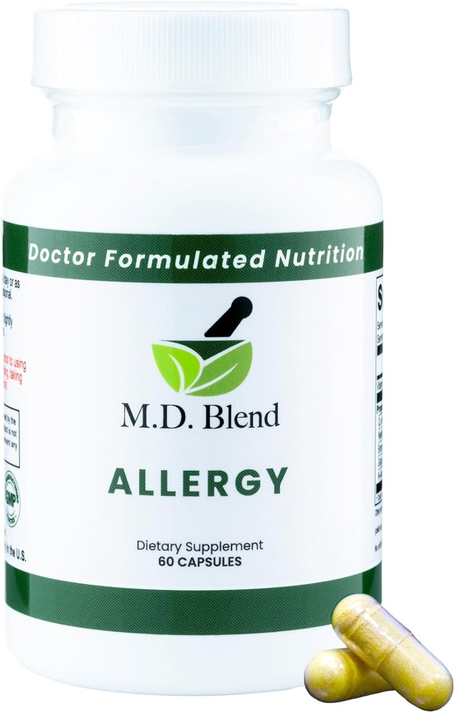 Allergi - Omfattende støtte til sæsonbetinget allergi og respiratorisk wellness - Naturlige ingredienser - Quercetin, Nettle Root, Bromelain, N-Acetyl L-cystein - 60 kapsler