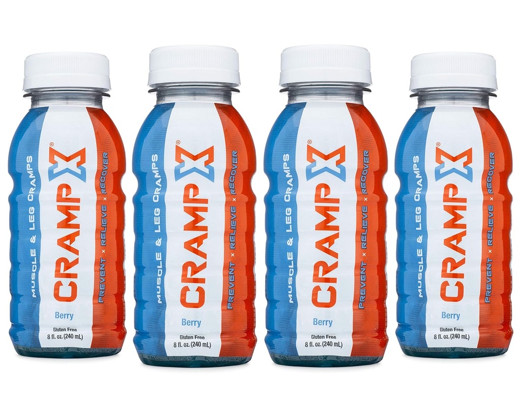 Muscle Cramp Relief Drink 124; Bevis for at forebygge og behandle Muscle Cramp i Seconds Budd124; Gluten Free Cramp Defense for Hand Cramp, Ben Cramp, Foot Cramp Budd124; Berry 8 oz - Pack of 4